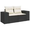 vidaXL Sofa ogrodowa z poduszkami, 2-osobowa, czarna, polirattan