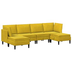 vidaXL Zestaw mebli do salonu 6 szt. ż&oacute;łty Welur