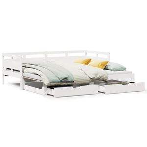 vidaXL Sofa rozsuwana z szufladami, bez materaca, białe, 90x200 cm