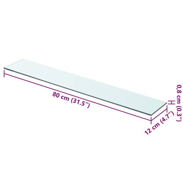 vidaXL Szklany, bezbarwny panel, 80x12 cm