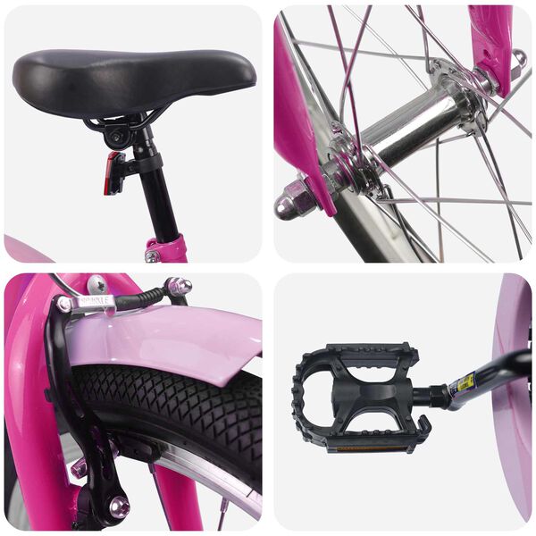 vidaXL Rower Dziecięcy 20 Cali dla dzieci w wieku 6-11 lat Ciemny R&oacute;ż