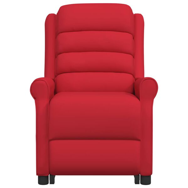 vidaXL Podnoszony fotel masujący, czerwony, sztuczna sk&oacute;ra