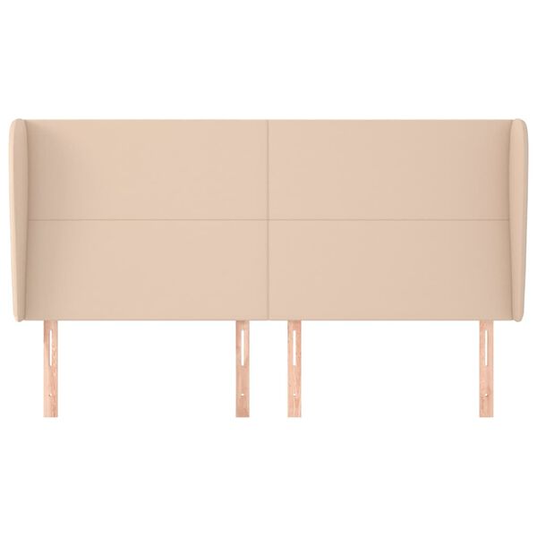 vidaXL Zagł&oacute;wek uszak, cappuccino, 203x23x118/128 cm, sztuczna sk&oacute;ra