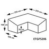 Eurotrail Pokrowiec na ławkę ogrodową w kształcie L, 255x255x100/70 cm