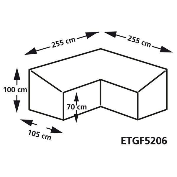 Eurotrail Pokrowiec na ławkę ogrodową w kształcie L, 255x255x100/70 cm