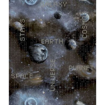 Good Vibes Tapeta Galaxy Planets and Text, niebiesko-czarna