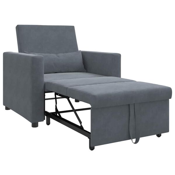vidaXL Sofa łóżko jednoosobowe ciemno szary 90 x 165 x 87 cm Aksamit