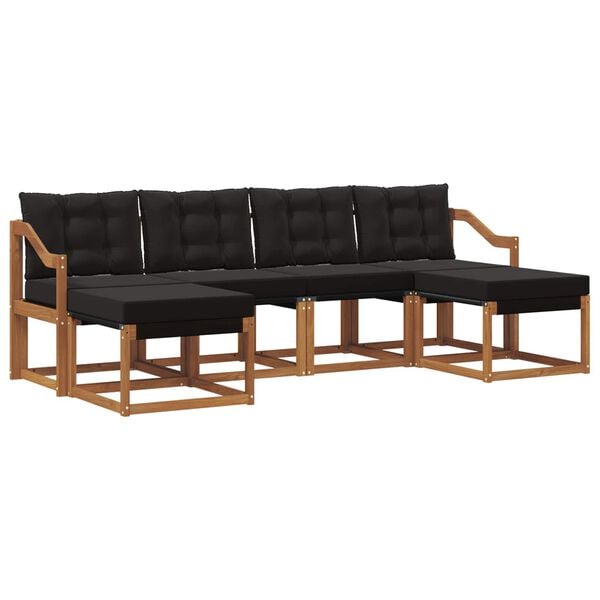 vidaXL Zestaw sof na zewnątrz z poduszką 6 pcs Naturalny i czarny