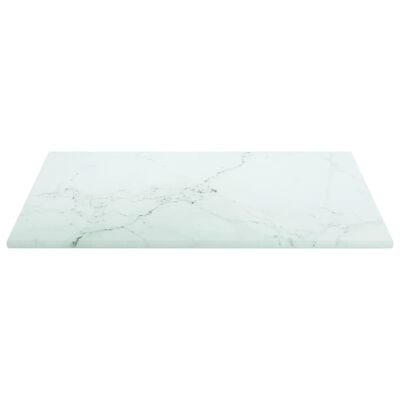 vidaXL Blat stołu, biały, 30x30 cm, 6 mm, szkło ze wzorem marmuru