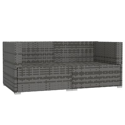 vidaXL 2-osobowa sofa z poduszkami, szara, polirattan