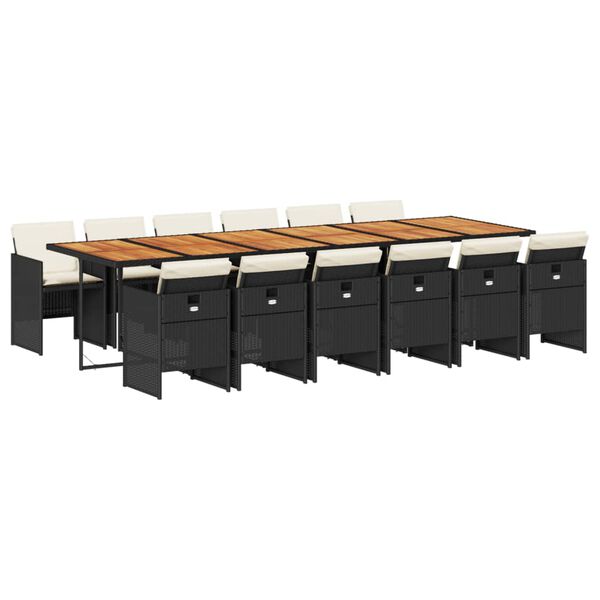 vidaXL 13-cz. zestaw mebli do ogrodu, poduszki, czarny, rattan PE