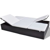 vidaXL Podwójny leżak z poduszką, polirattan, brązowy