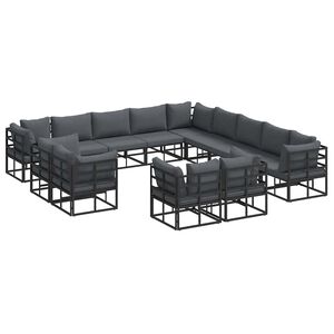 vidaXL Zestaw Sof na Ogr&oacute;d 13 szt. Czarny Aluminium