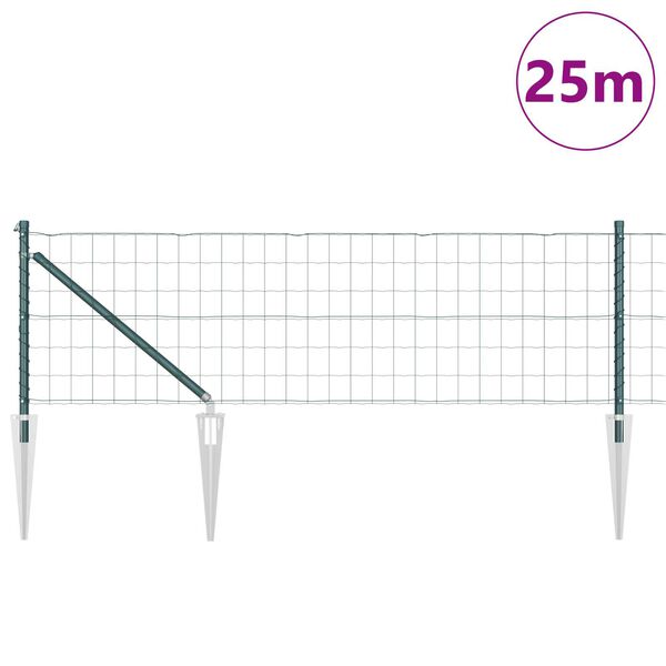 vidaXL Ogrodzenie z słupkiem Zielony 0,4 x 25 m Stal i PVC