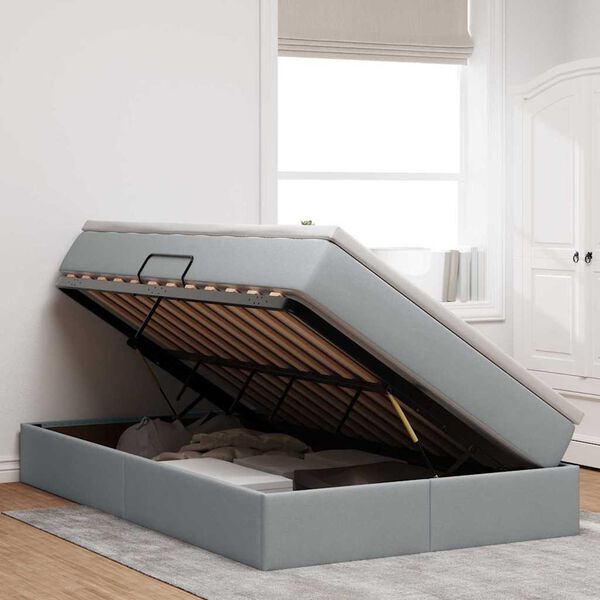 vidaXL Ł&oacute;żko z miejscem na przechowywanie i materacem Jasnoszary