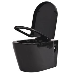 vidaXL Podwieszana toaleta ceramiczna, czarna