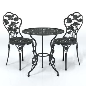 vidaXL 3-cz. zestaw mebli bistro ze stopu aluminium, czarny