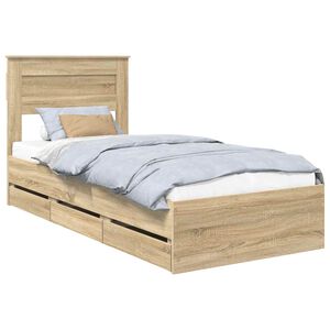 vidaXL Ramka ł&oacute;żka Dąb Sonoma 100 x 200 cm Drewno inżynieryjne
