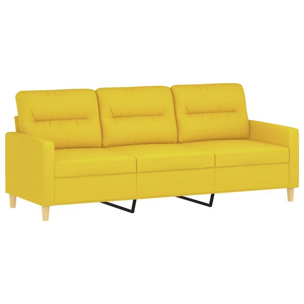 vidaXL Sofa 3-osobowa, jasnoż&oacute;łta, 180 cm, tapicerowana tkaniną