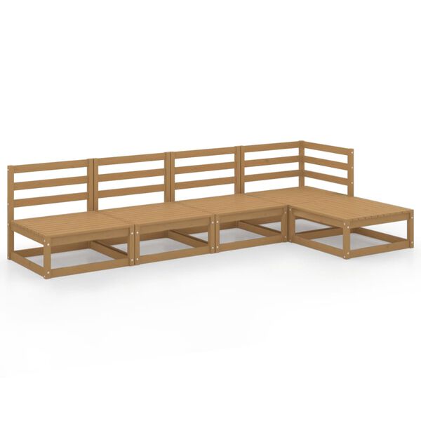 vidaXL 5-cz. zestaw wypoczynkowy do ogrodu, miodowy brąz, sosnowy