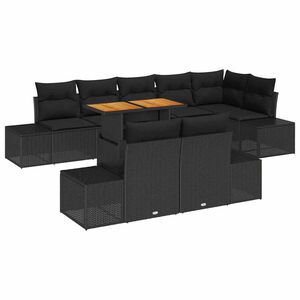 vidaXL Zestaw Sof na Ogr&oacute;d z przechowywaniem 9 pcs Czarny Polirattan