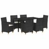 vidaXL Zestaw do jadalni w ogrodzie 7 pcs Czarny polirattan