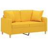 vidaXL 2-osobowa sofa z poduszkami, ż&oacute;łta, 120 cm, tkanina