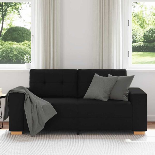 vidaXL Sofa dwuosobowa, czarna, 140 cm, tkanina