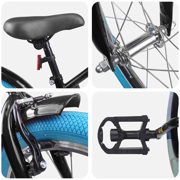 vidaXL Rower Dziecięcy 20 Cali dla dzieci w wieku 6-11 lat Czarny