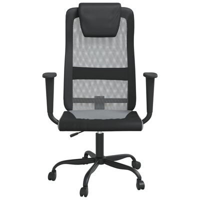 vidaXL Krzesło biurowe, regulowane, szaro-czarne, siatka i ekoskóra