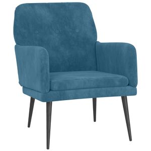 vidaXL Fotel, niebieski, 62x79x79 cm, obity aksamitem