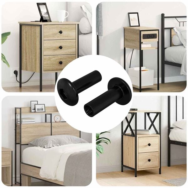 vidaXL Nakrętki Osłonowe 2 pcs Czarny M4 x 14,5 mm Żelazo