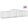 vidaXL Kosze gabionowe, 8 szt., 300x50x60/80 cm, galwanizowane żelazo