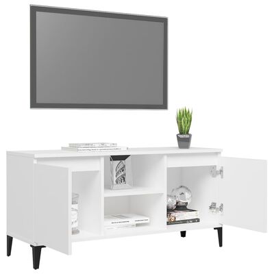 vidaXL Szafka TV, metalowe nóżki, biała, 103,5x35x50 cm