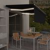 vidaXL Ręcznie zwijana markiza z zasłoną i LED, 4,5x3 m, antracytowa