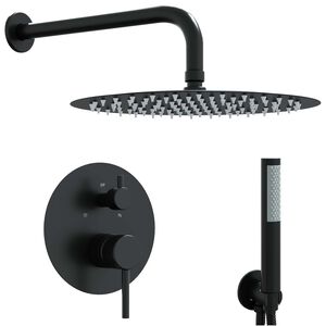 vidaXL Zabudowany System Prysznicowy (Okrągły) Czarny