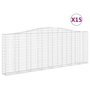 vidaXL Kosze gabionowe, 15 szt, 400x30x140/160cm, galwanizowane żelazo