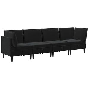 vidaXL Zestaw mebli do salonu 4 szt. Czarny Welur