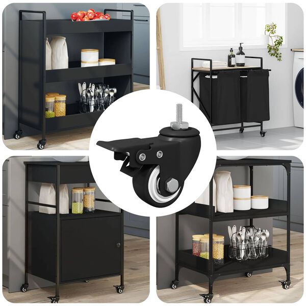 vidaXL K&oacute;łka 12 pcs Czarny M6 x 37 mm Żelazo i nylon