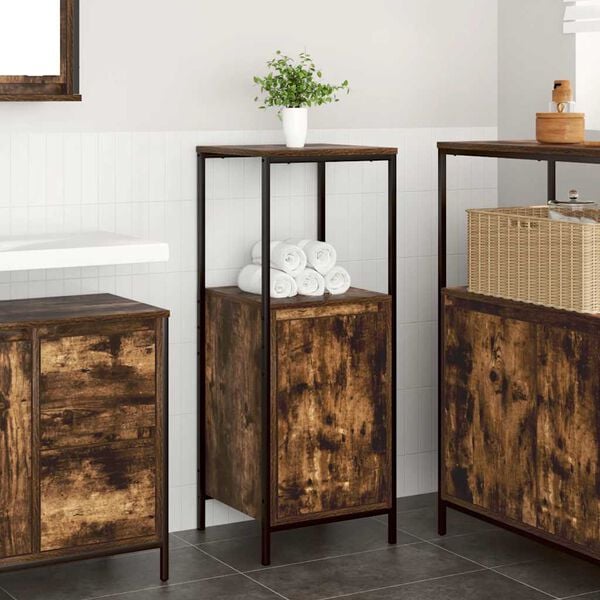 vidaXL Szafka łazienkowa z półkami, przydymiony dąb, 36x35x95 cm