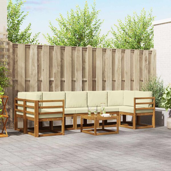 vidaXL Zestaw sof na zewnątrz z poduszką 8 pcs Naturalny i Kremowy