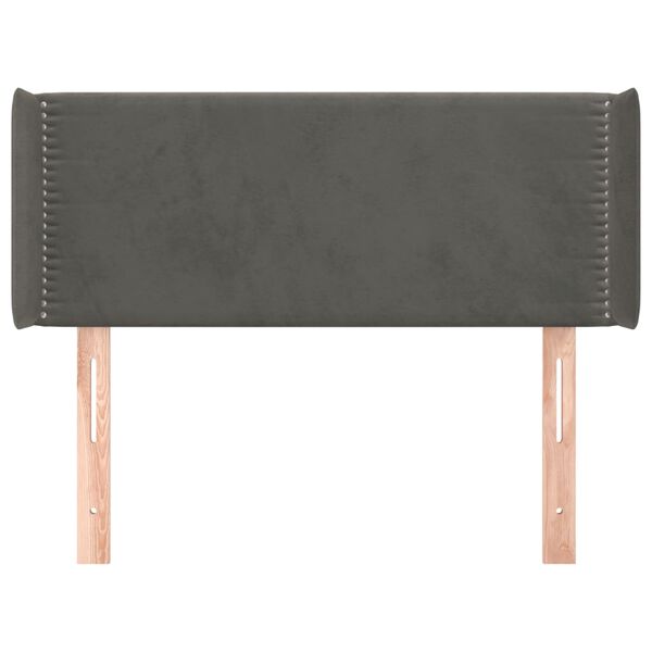 vidaXL Zagł&oacute;wek uszak, ciemnoszary, 103x16x78/88 cm, aksamit