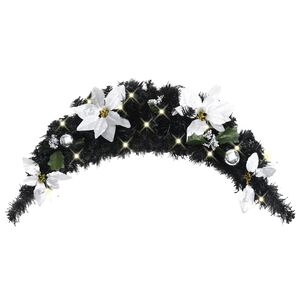 vidaXL Łuk świąteczny z girlandą i lampkami LED, czarny, 90 cm, PVC