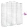 vidaXL Kosze gabionowe, 4 szt, 200x30x200/220 cm, galwanizowane żelazo