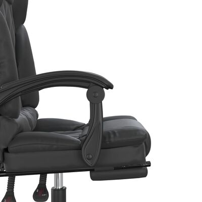 vidaXL Rozkładane, masujące krzesło biurowe, czarne, sztuczna skóra