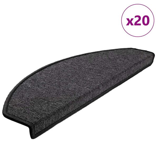 vidaXL Maty na schody 20 szt. 65x24x4 cm Antracytowe p&oacute;łokrągłe duże