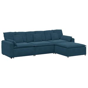 vidaXL Sofa modułowa z podn&oacute;żkiem i poduszkami, niebieska