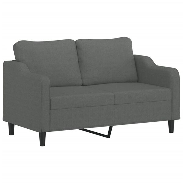 vidaXL Sofa 2-osobowa, ciemnoszara, 140 cm, tapicerowana tkaniną