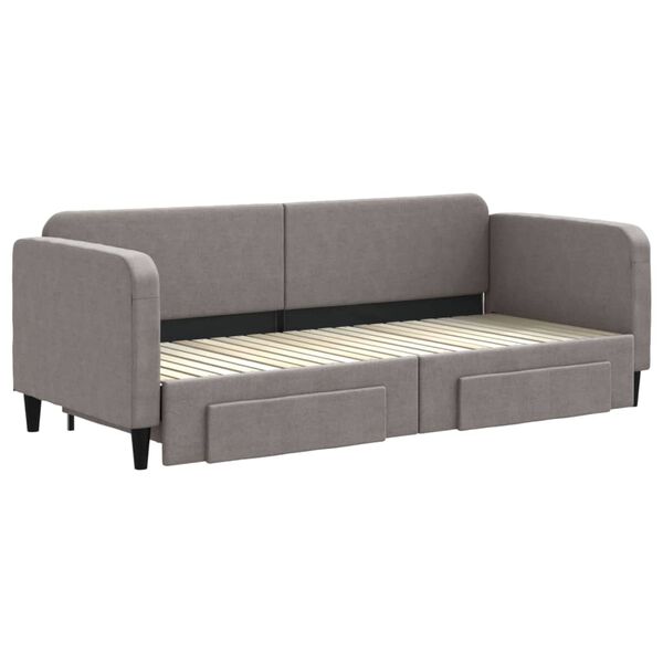 vidaXL Sofa rozsuwana z szufladami, taupe, 80x200 cm, tkanina