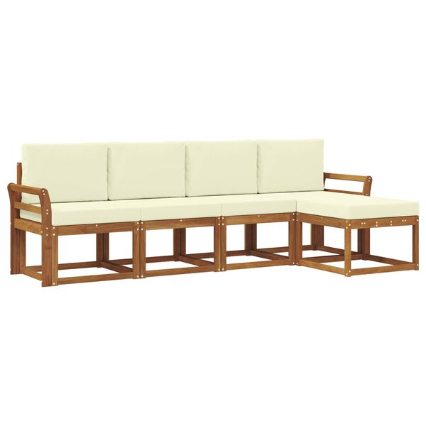 vidaXL Zestaw sof na zewnątrz z poduszką 5 pcs Naturalny i Kremowy